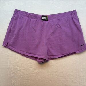 Nike Women's Plus Size 3X Purple Knit Shorts Athletic Elastic Waist Cotton